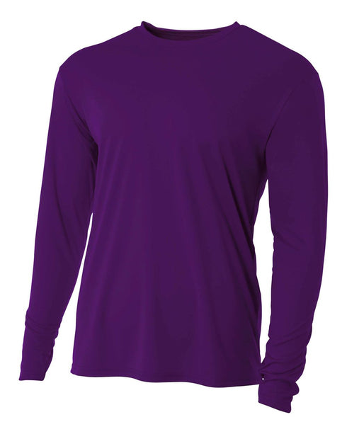 A4 Youth Cooling Performance Long Sleeve Crew (N3165), Color 'Purple'